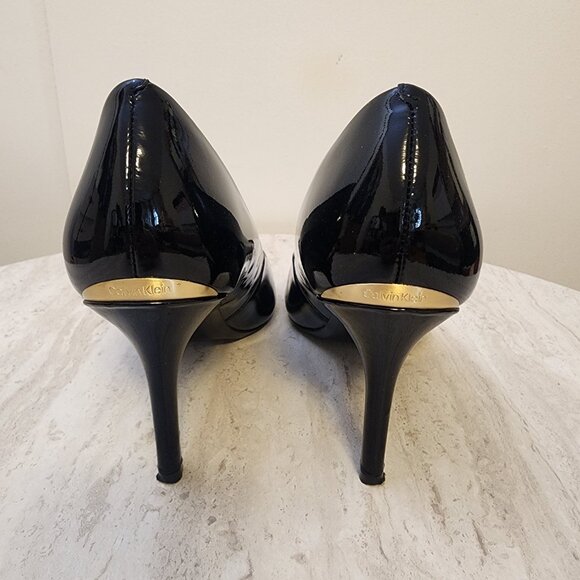 Calvin Klein Womens Gayle Poi Black Patent 10M - A005 - Picture 2 of 11